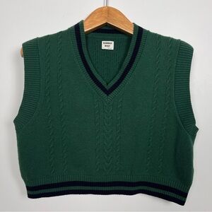 Aritzia Sunday Best Winston Green Cable-Knit V-Neck Sweater Vest Size Medium